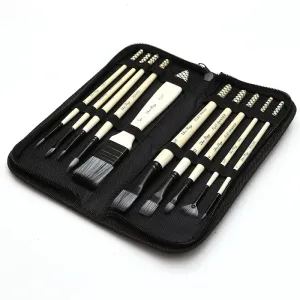 10 Piece Art Brush Set For Kids & Artists Acrylic Oil Watercolour & Gouache