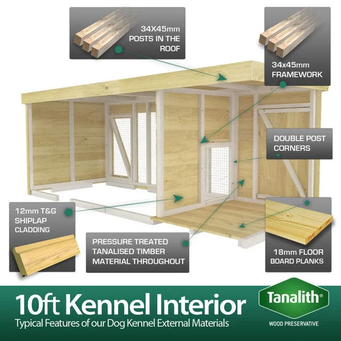 10ft x 4ft Dog Kennel and Run