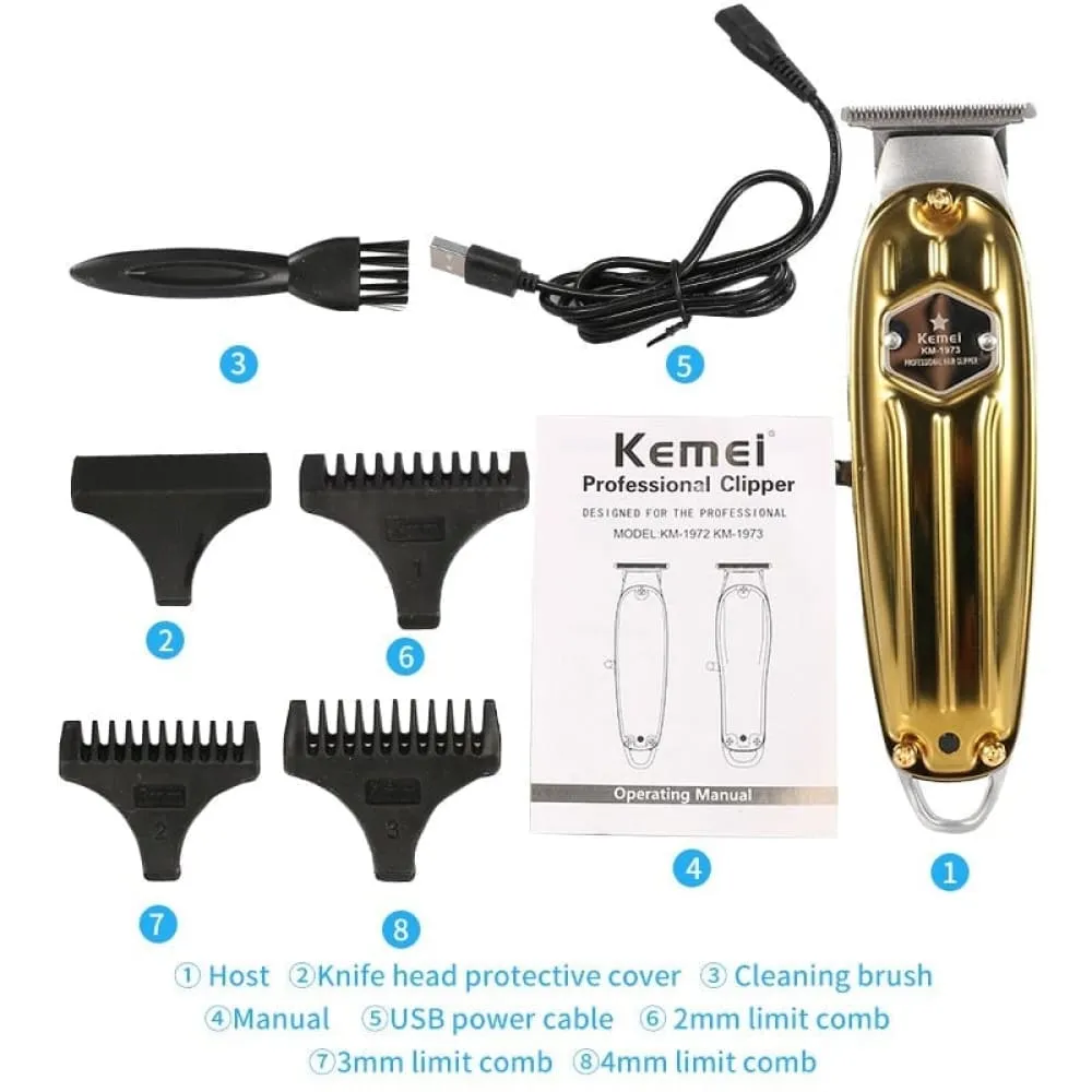 1973 All-metal Professional Hair Trimmer for Barber Rechargeable Men Electric