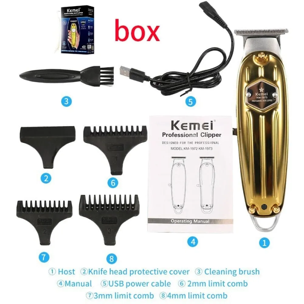 1973 All-metal Professional Hair Trimmer for Barber Rechargeable Men Electric