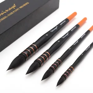 4 Piece Squirrel & Horse Hair Watercolour Brush Set