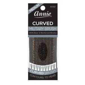 Annie Medium Military Curved Handle 100% Pure Boar Bristles Brush