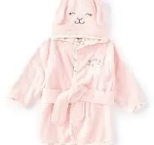 Baby Girls Newborn-9 Months Long Sleeve Bunny Face Hooded Robe