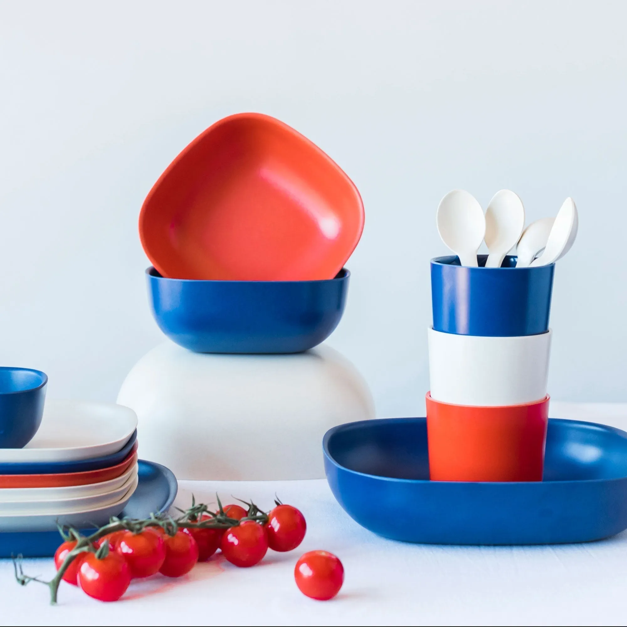 Bamboo Pasta Bowl - 4 Piece Set - Royal Blue