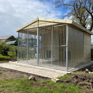 Benchmark Dog Kennel with Apex Roof - Duo 10 x 10ft, Premium Wood Range