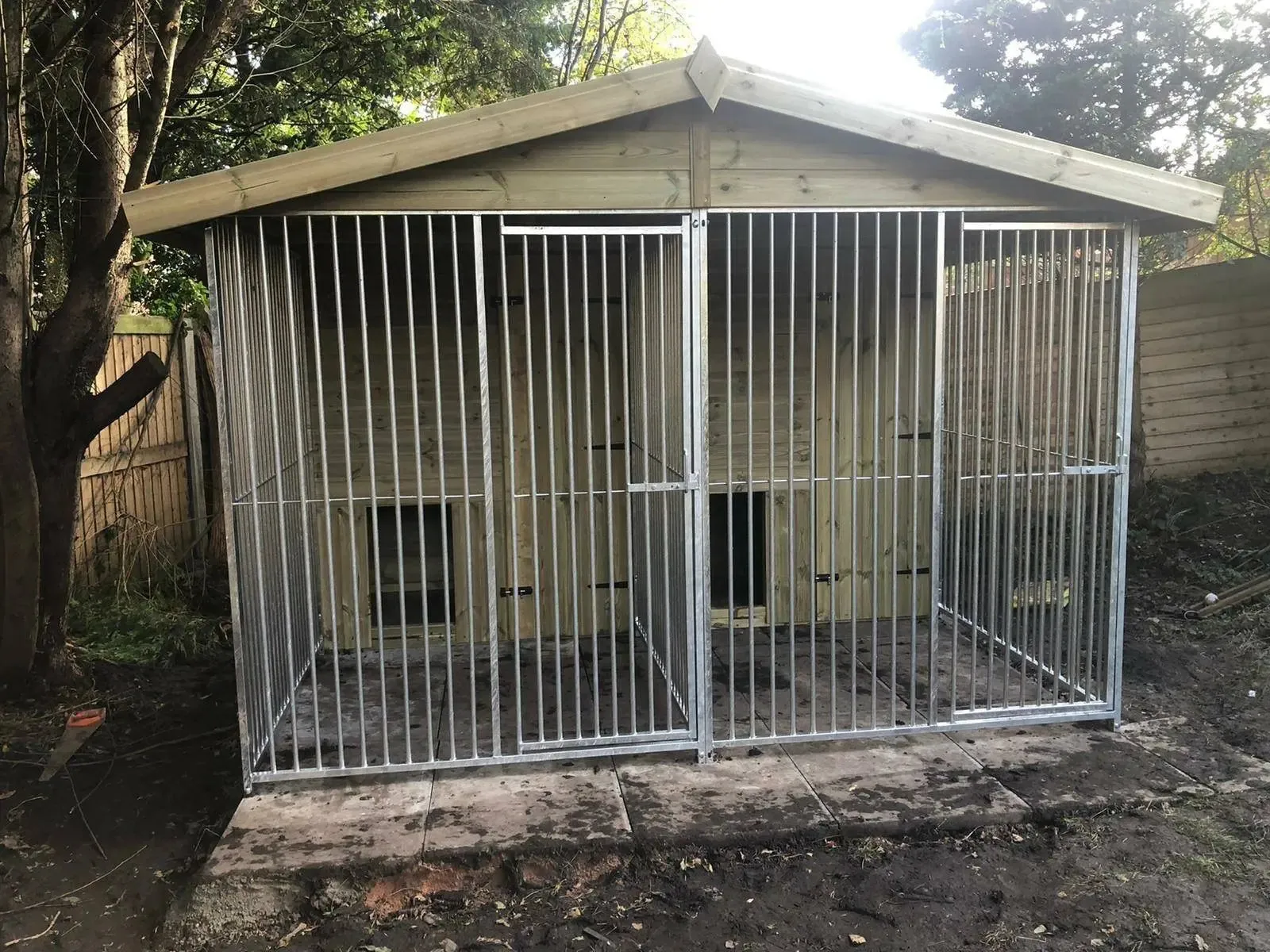 Benchmark Dog Kennel with Apex Roof - Duo 10 x 10ft, Premium Wood Range