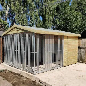 Benchmark Dog Kennel with Apex Roof - Duo 10 x 12ft, Premium Wood Range