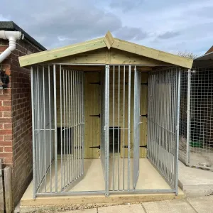 Benchmark Dog Kennel with Apex Roof - Duo 6.5 x 8ft, Premium Wood Range