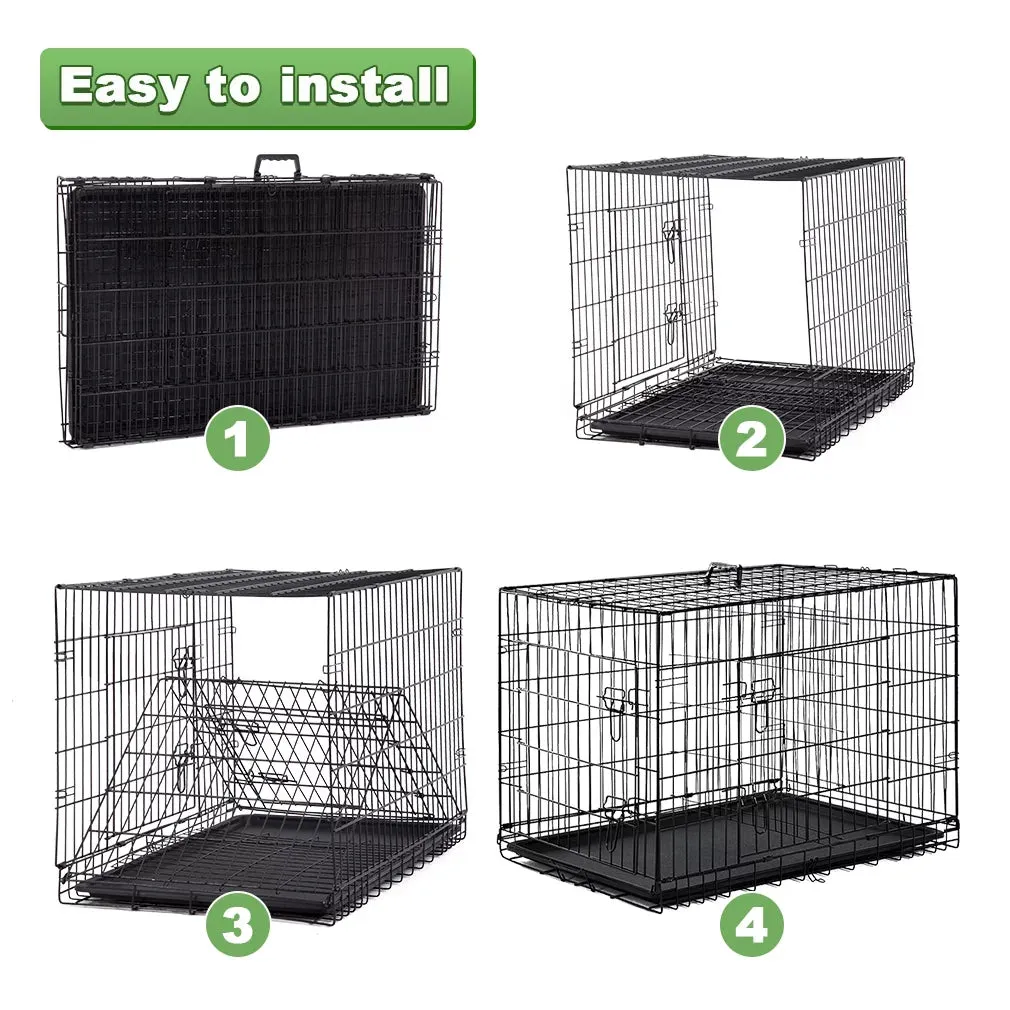 BestPet Double-Door Metal Dog Crate with Divider and Tray, x-Large, 48"L