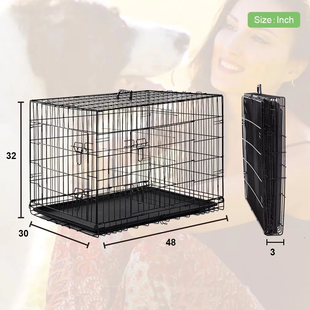 BestPet Double-Door Metal Dog Crate with Divider and Tray, x-Large, 48"L