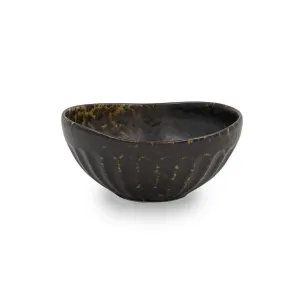 Black Kessho Kobachi Bowl Shaved Design 13 fl oz / 5.3" dia