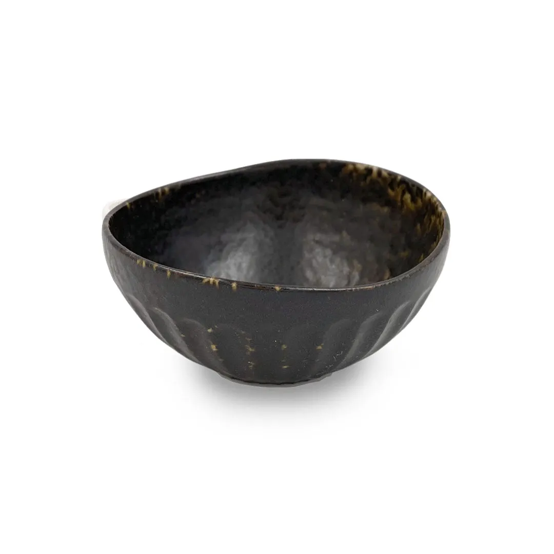Black Kessho Kobachi Bowl Shaved Design 13 fl oz / 5.3" dia