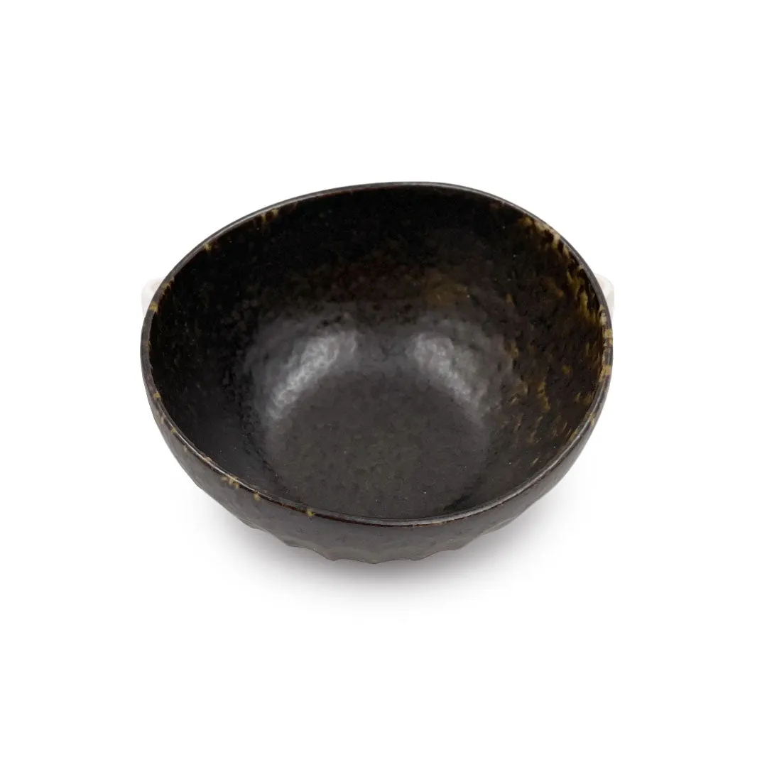 Black Kessho Kobachi Bowl Shaved Design 13 fl oz / 5.3" dia