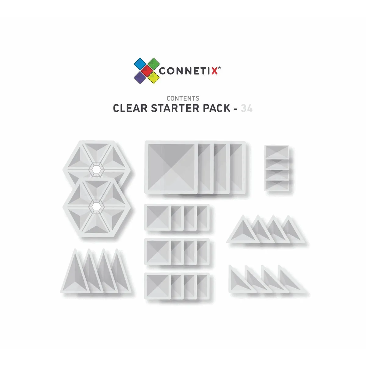 Connetix 34 piece clear starter pack