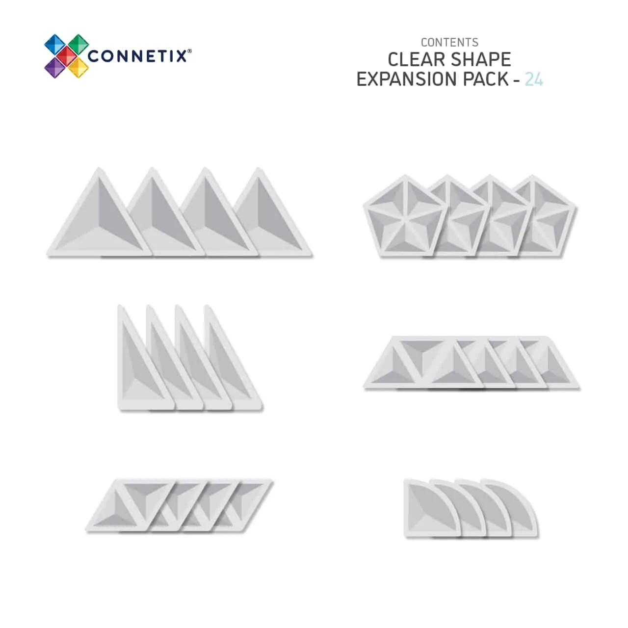 Connetix Clear Shape Expansion Pack 24 pc