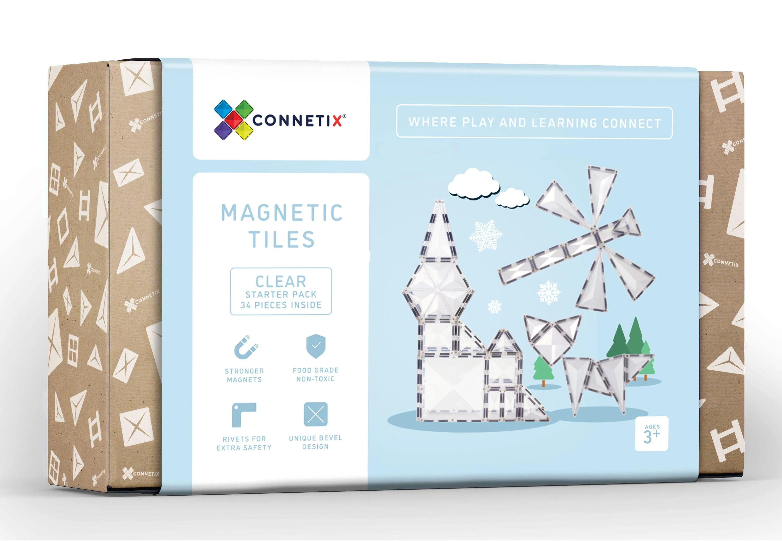 Connetix Tiles Clear Pack 34 Piece 3yrs 