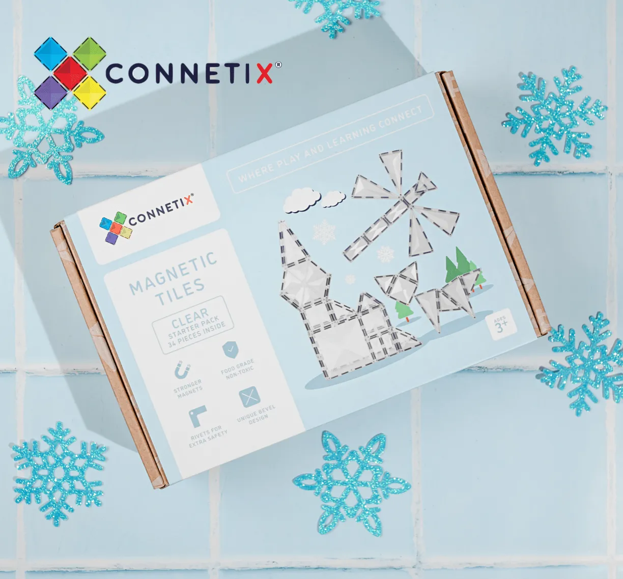 Connetix Tiles Clear Pack 34 Piece 3yrs 