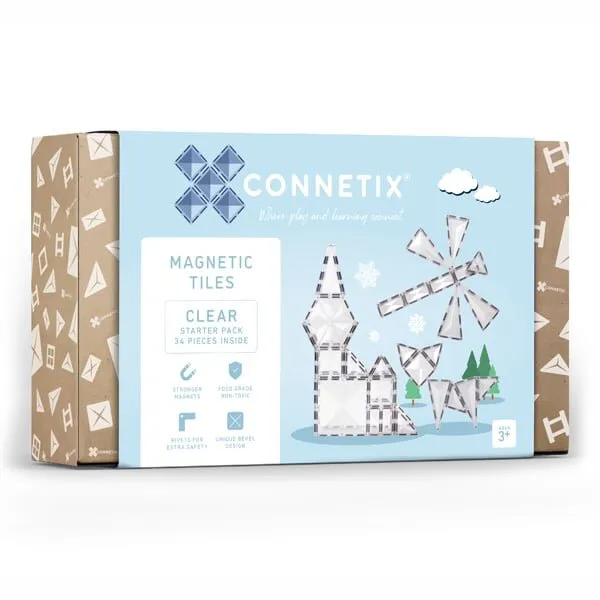 Connetix Tiles - Clear Starter Pack 34 Piece