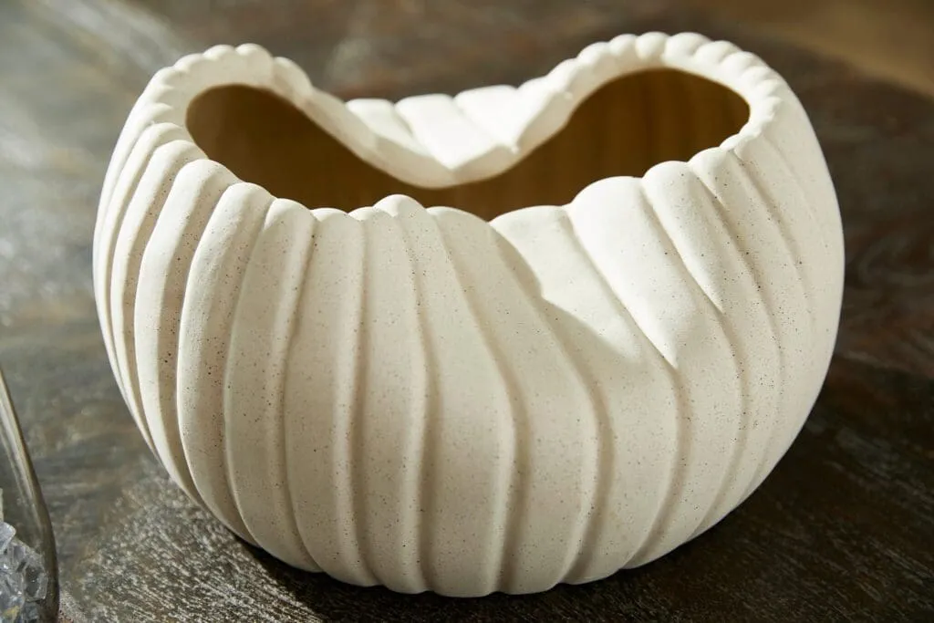 Cyan Design 11777 Organic Ribbed Bowl Designed - Grainy White