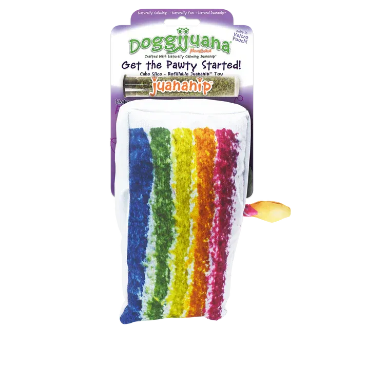 Doggijuana Get the Pawty Started Refillable Cake Slice Dog Toy (Medium)