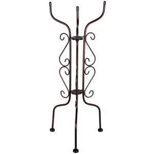 Evergreen Tall Black Metal Scroll Bird Bath Stand