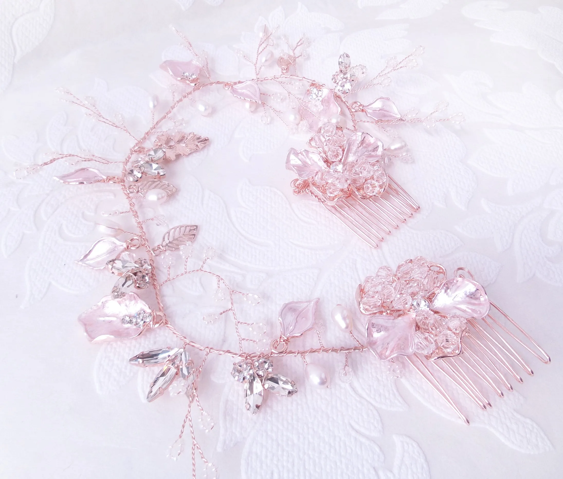 Floral Hair Vine with Freshwater Pearl Headpiece