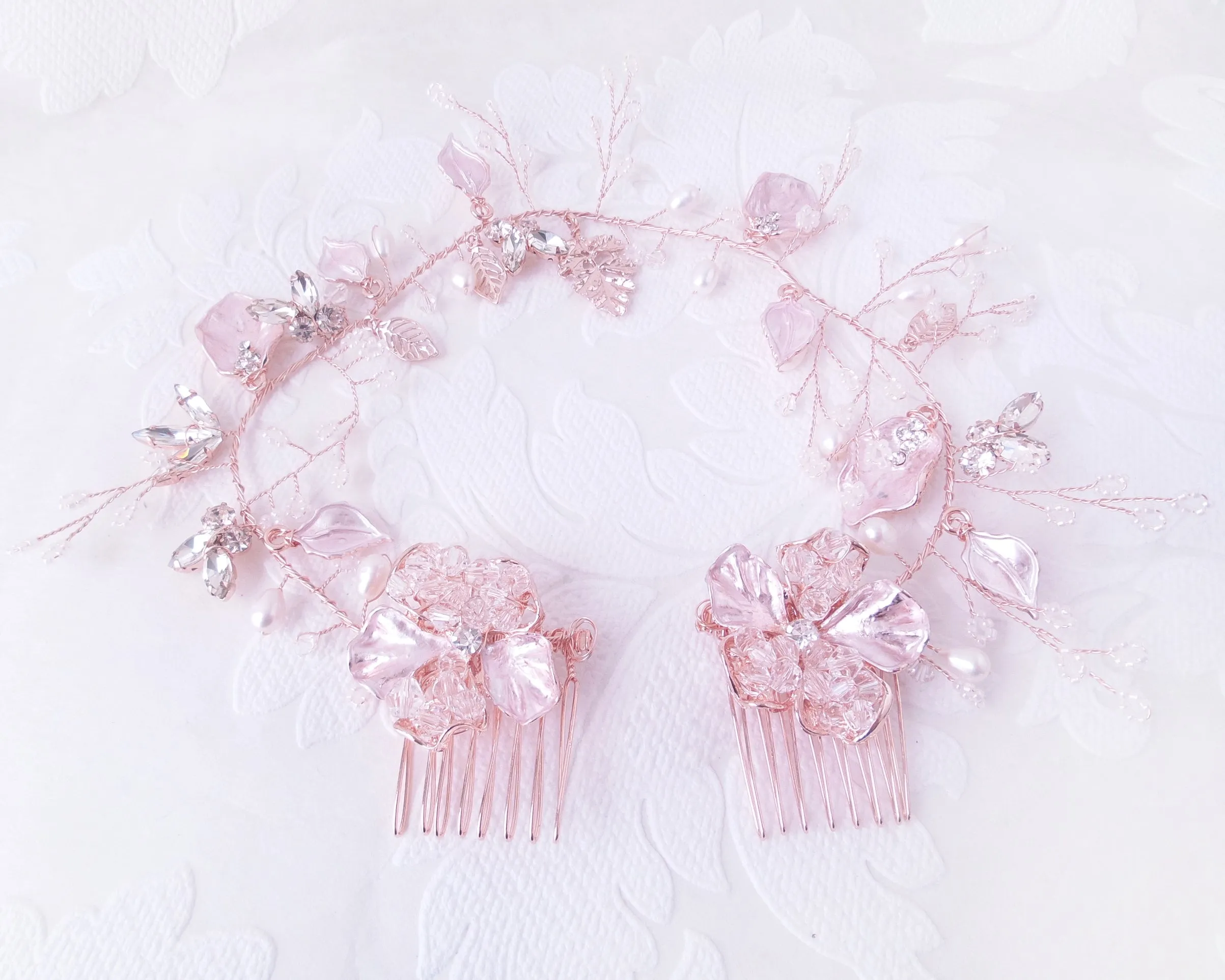 Floral Hair Vine with Freshwater Pearl Headpiece