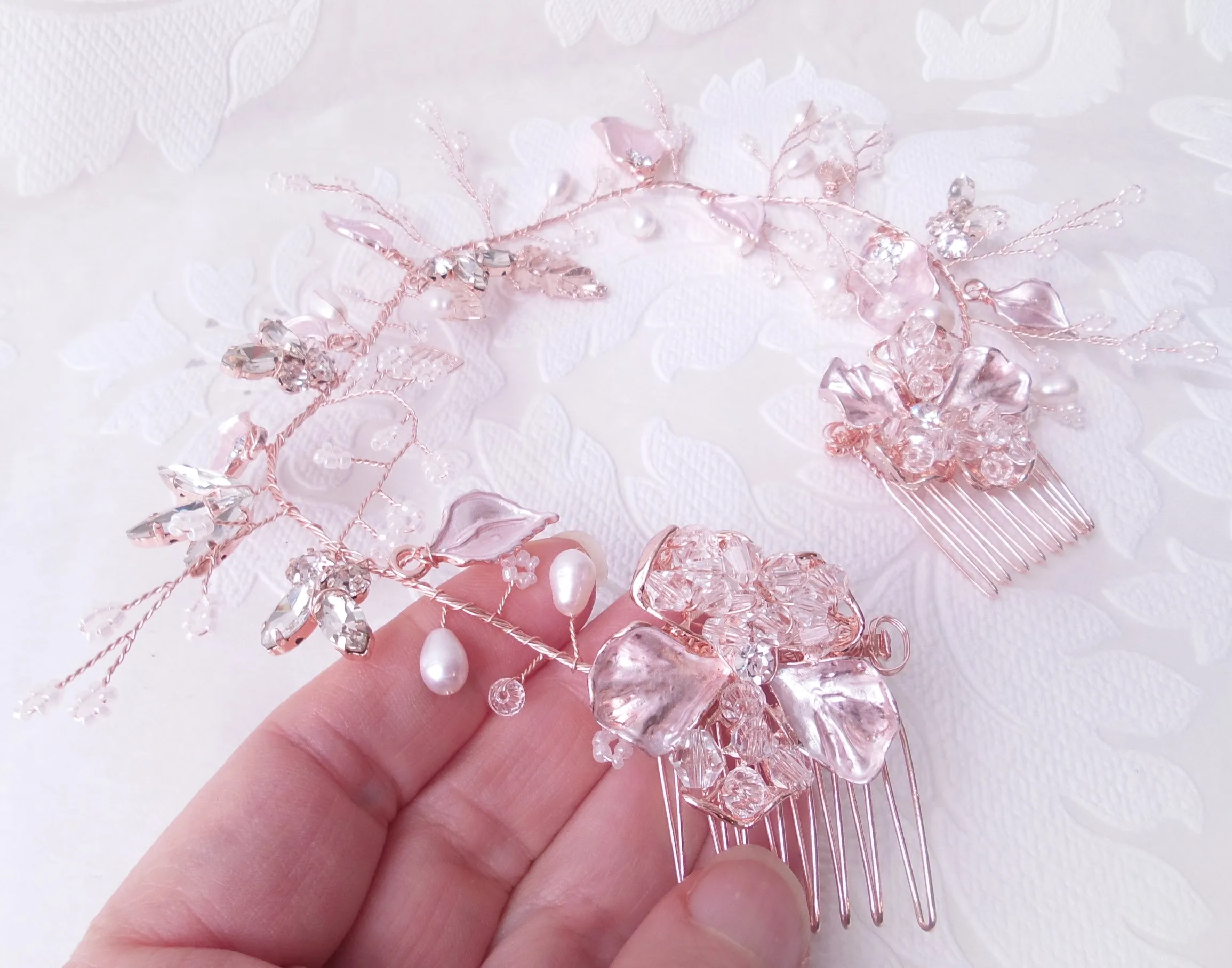 Floral Hair Vine with Freshwater Pearl Headpiece