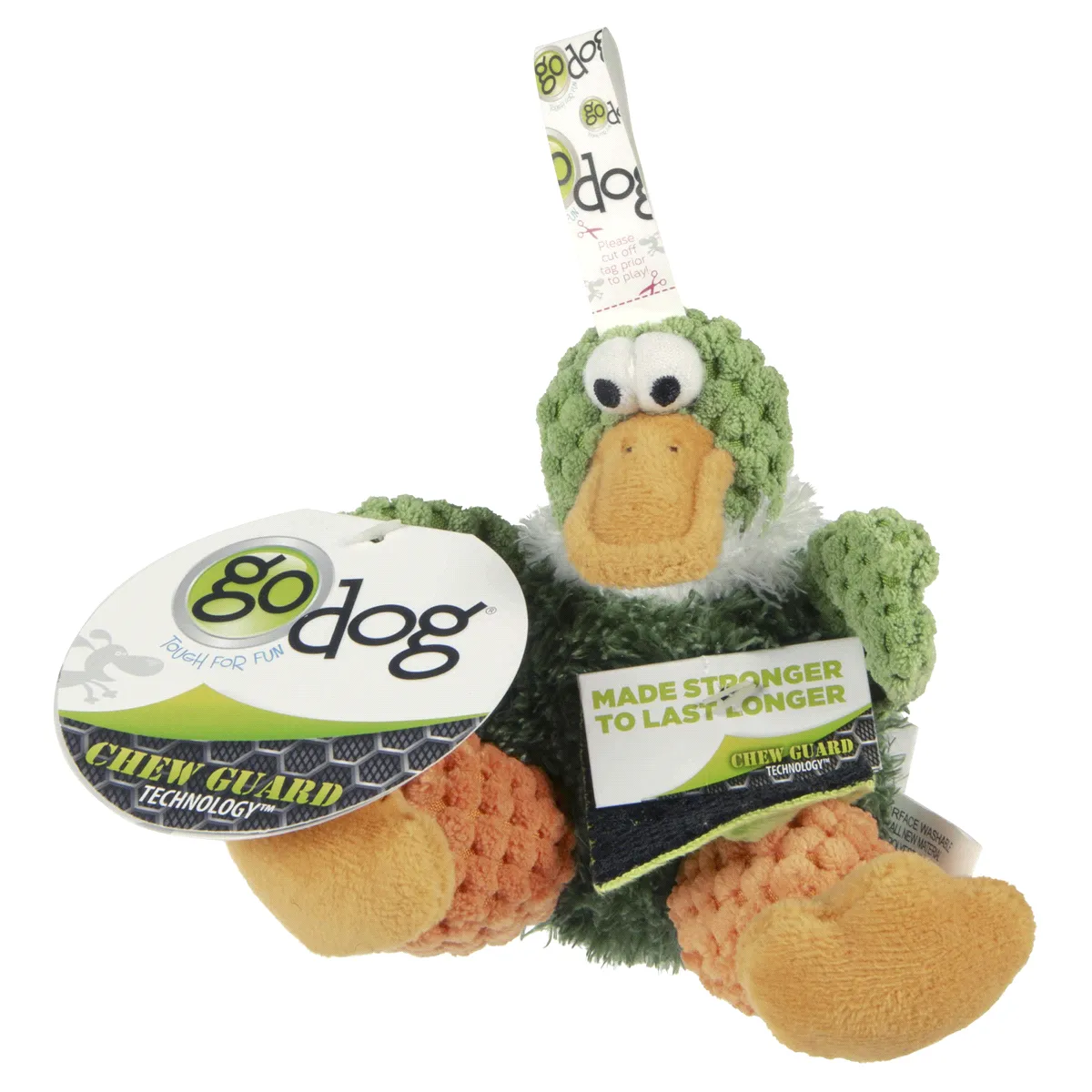 goDog Sitting Duck Durable Squeaky Plush Dog Toy