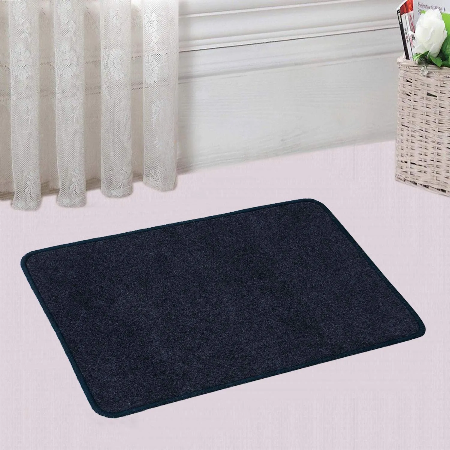 Heart Home Microfiber Anti Slip 4 Pieces Bath Mat 22"x14", Grey - CTHH6775