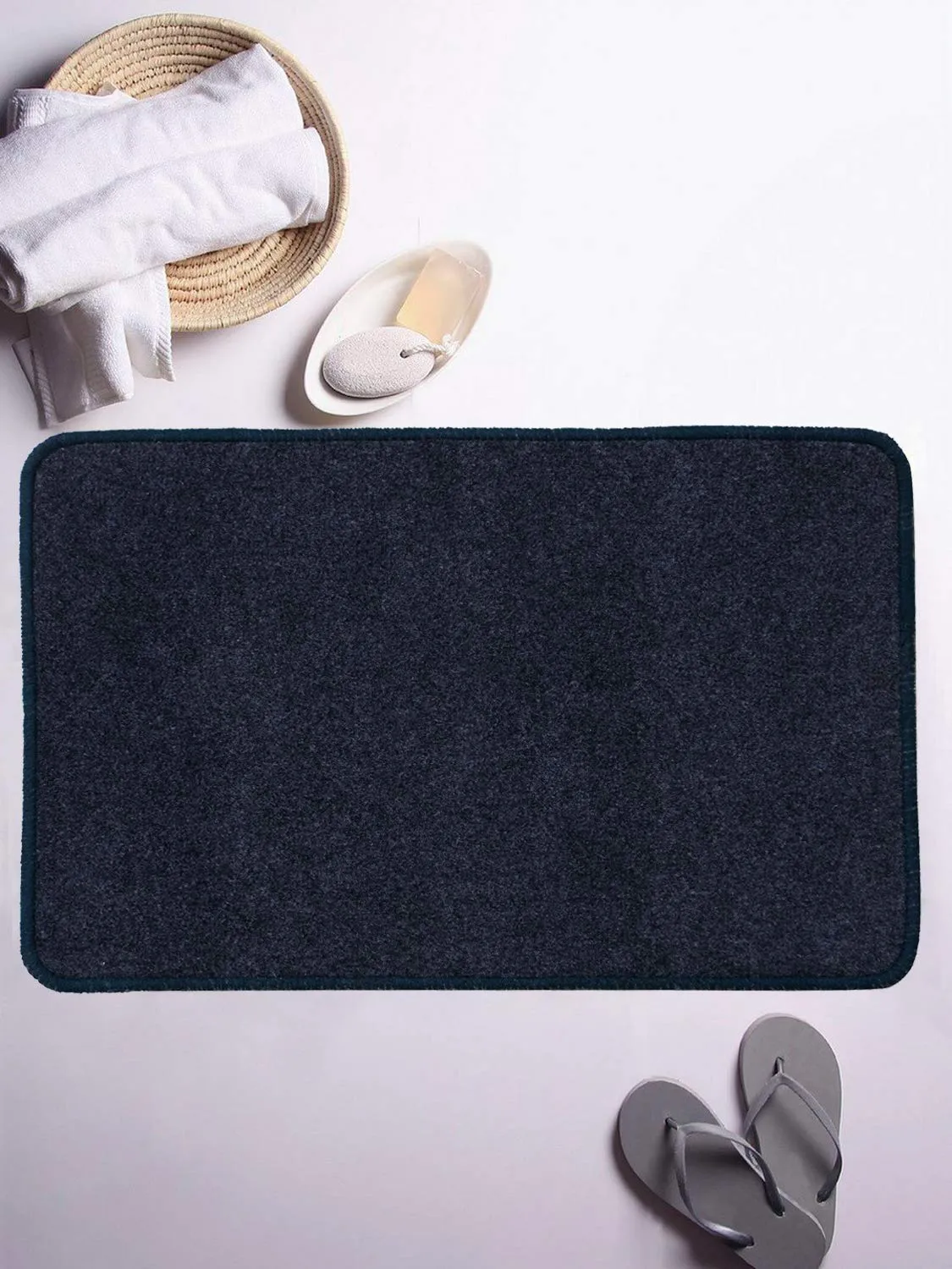 Heart Home Microfiber Anti Slip 4 Pieces Bath Mat 22"x14", Grey - CTHH6775