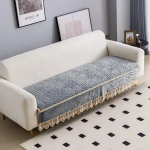 HOKIPO Premium Dutch Velvet Anti Slip Sofa Seat Mat for 1 Seater Sofa, Light Grey