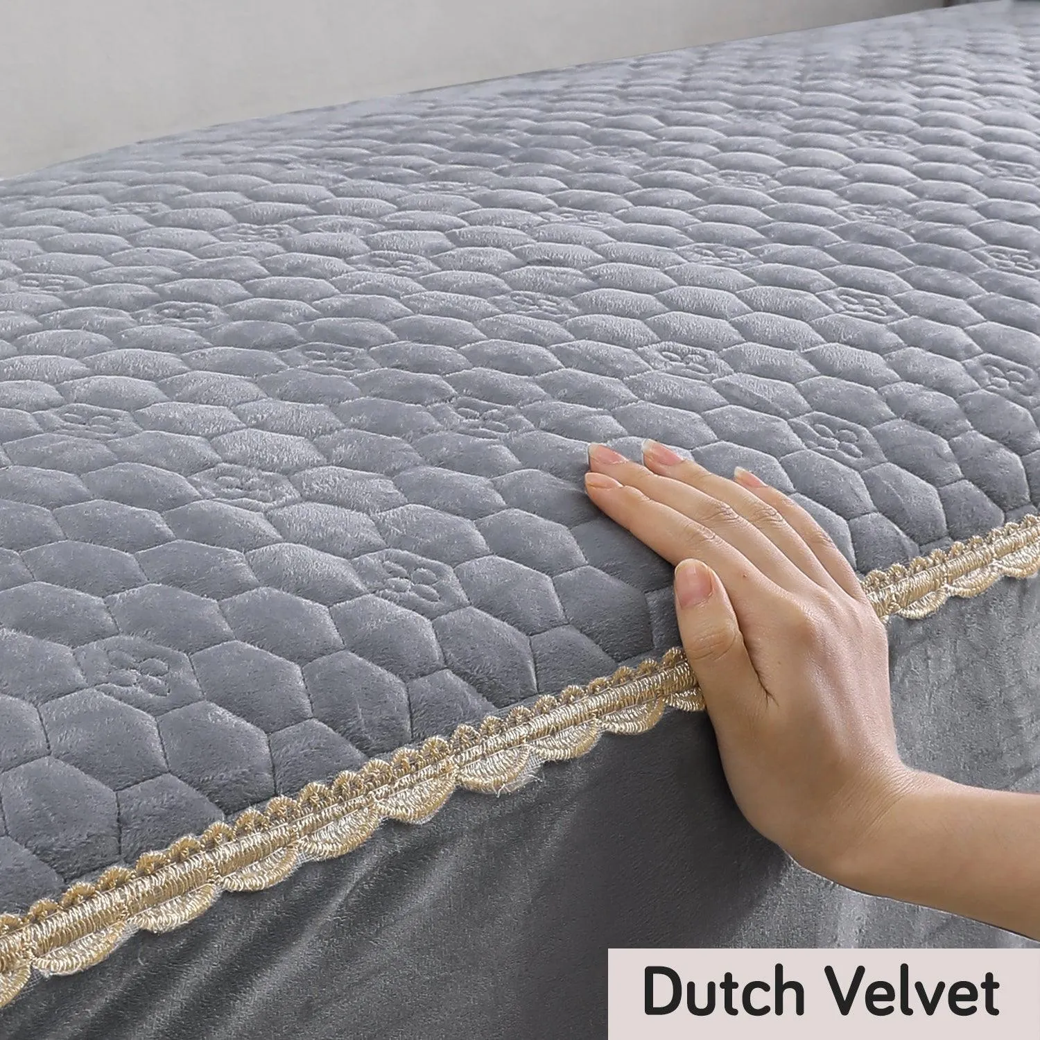 HOKIPO Premium Dutch Velvet Anti Slip Sofa Seat Mat for 1 Seater Sofa, Light Grey
