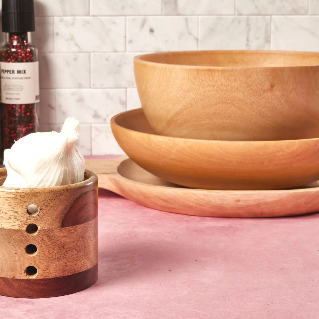 Kiln Mango Wood Shallow Bowl