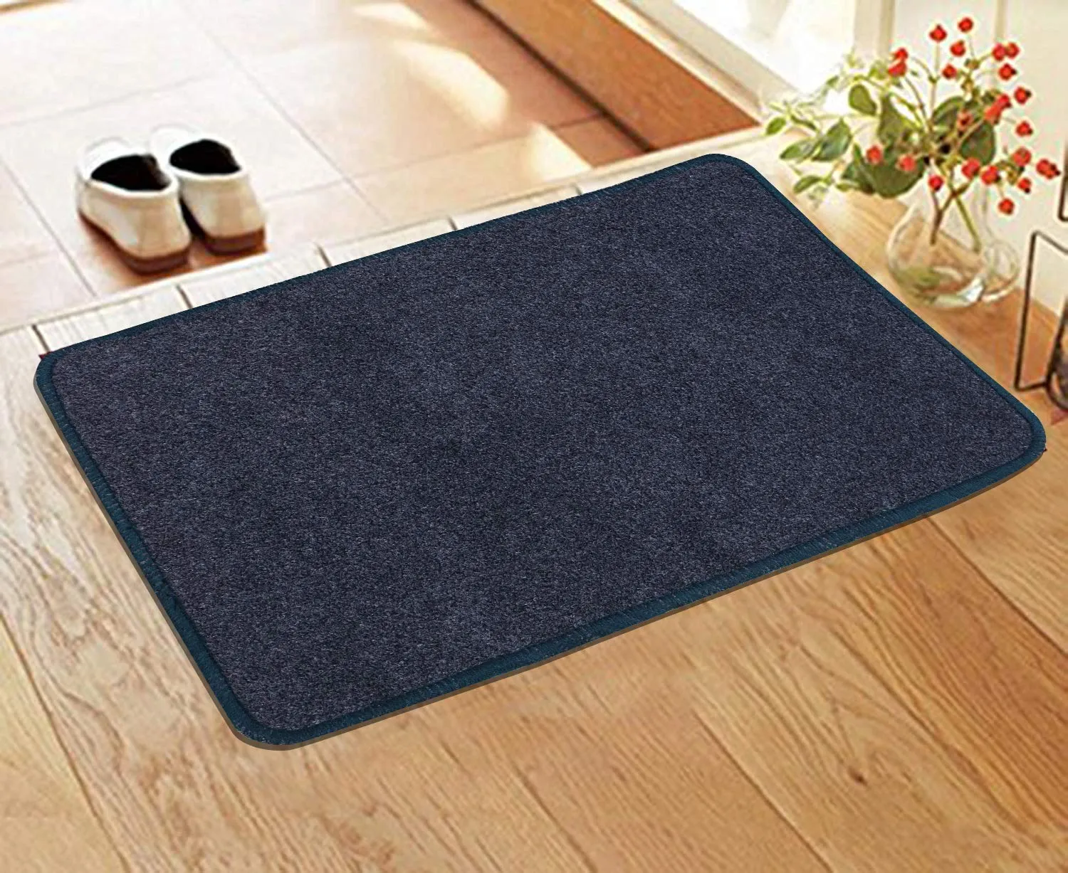 Kuber Industries Microfiber Anti Slip 2 Pieces Door Mat 22"x14", Grey & Green - CTKTC039895