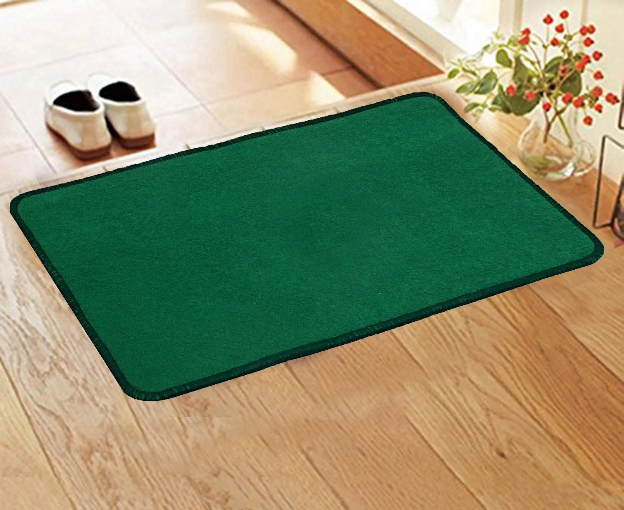 Kuber Industries Microfiber Anti Slip 3 Pieces Door Mat 22"x14", Green-CTKTC028338