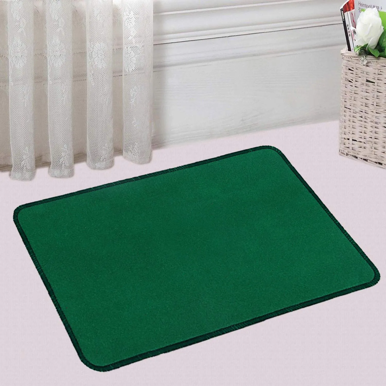Kuber Industries Microfiber Anti Slip 4 Pieces Bath Mat 22"x14", Red, Blue, Green and Brown - CTKTC22036