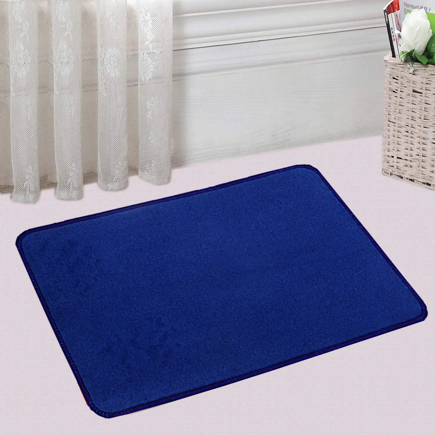 Kuber Industries Microfiber Anti Slip 4 Pieces Bath Mat 22"x14", Red, Blue, Green and Brown - CTKTC22036