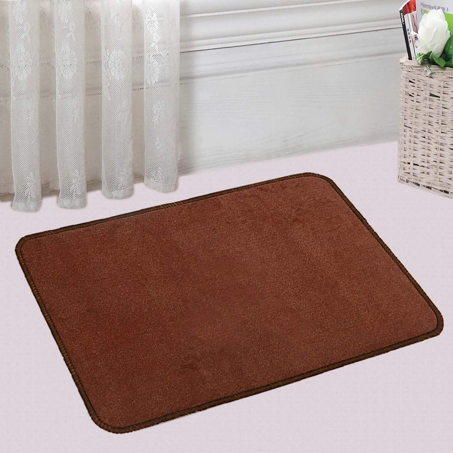 Kuber Industries Microfiber Anti Slip 4 Pieces Bath Mat 22"x14", Red, Blue, Green and Brown - CTKTC22036