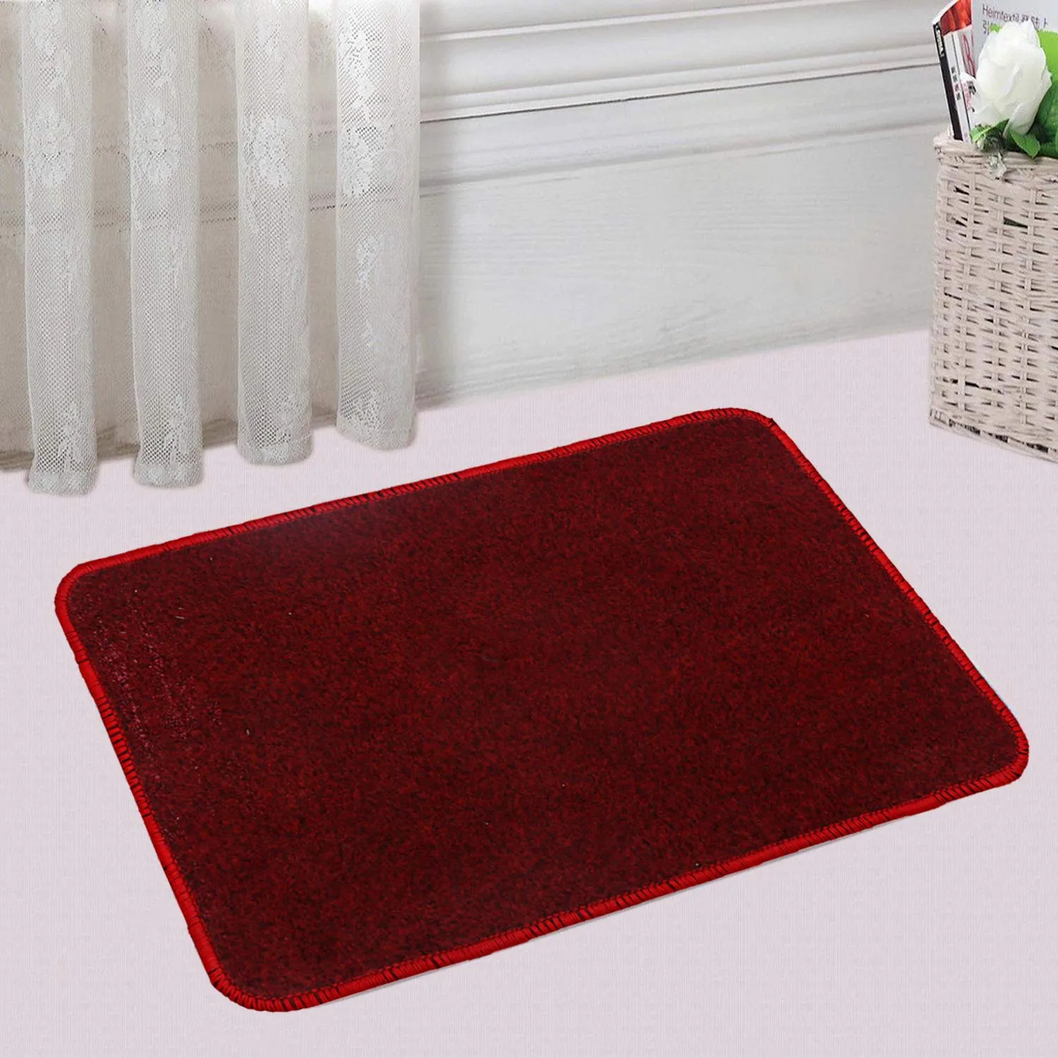 Kuber Industries Microfiber Anti Slip 4 Pieces Bath Mat 22"x14", Red, Blue, Green and Brown - CTKTC22036