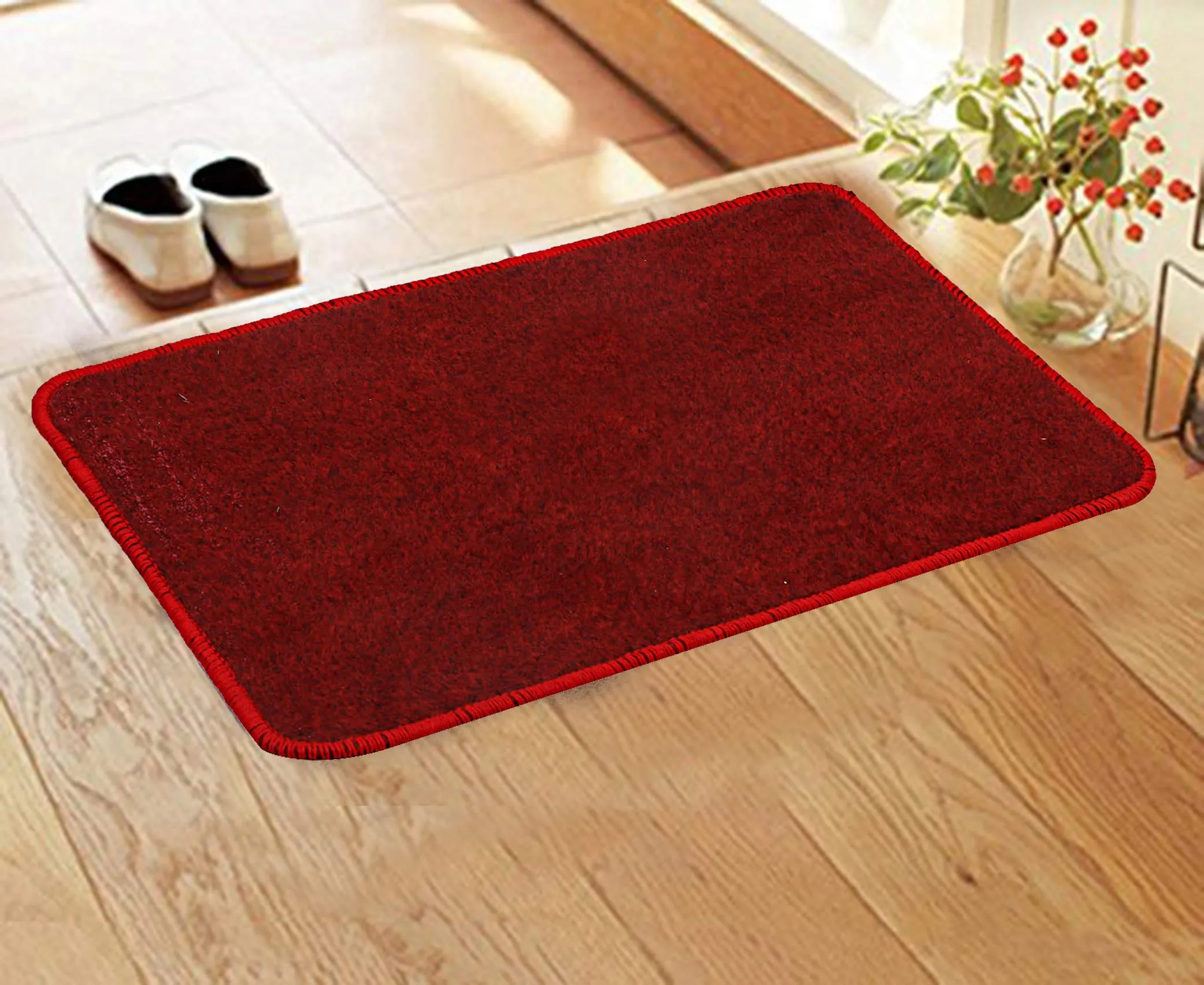 Kuber Industries Microfiber Anti Slip Door Mat 22"x14", Red-CTKTC28321