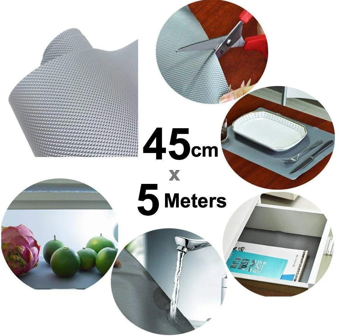 Kuber Industries Multipurpose Textured Super Strong Anti-Slip Mat Liner (PVC Material)- Size 45X500cm (5 Meter Roll) - CTKTC22134