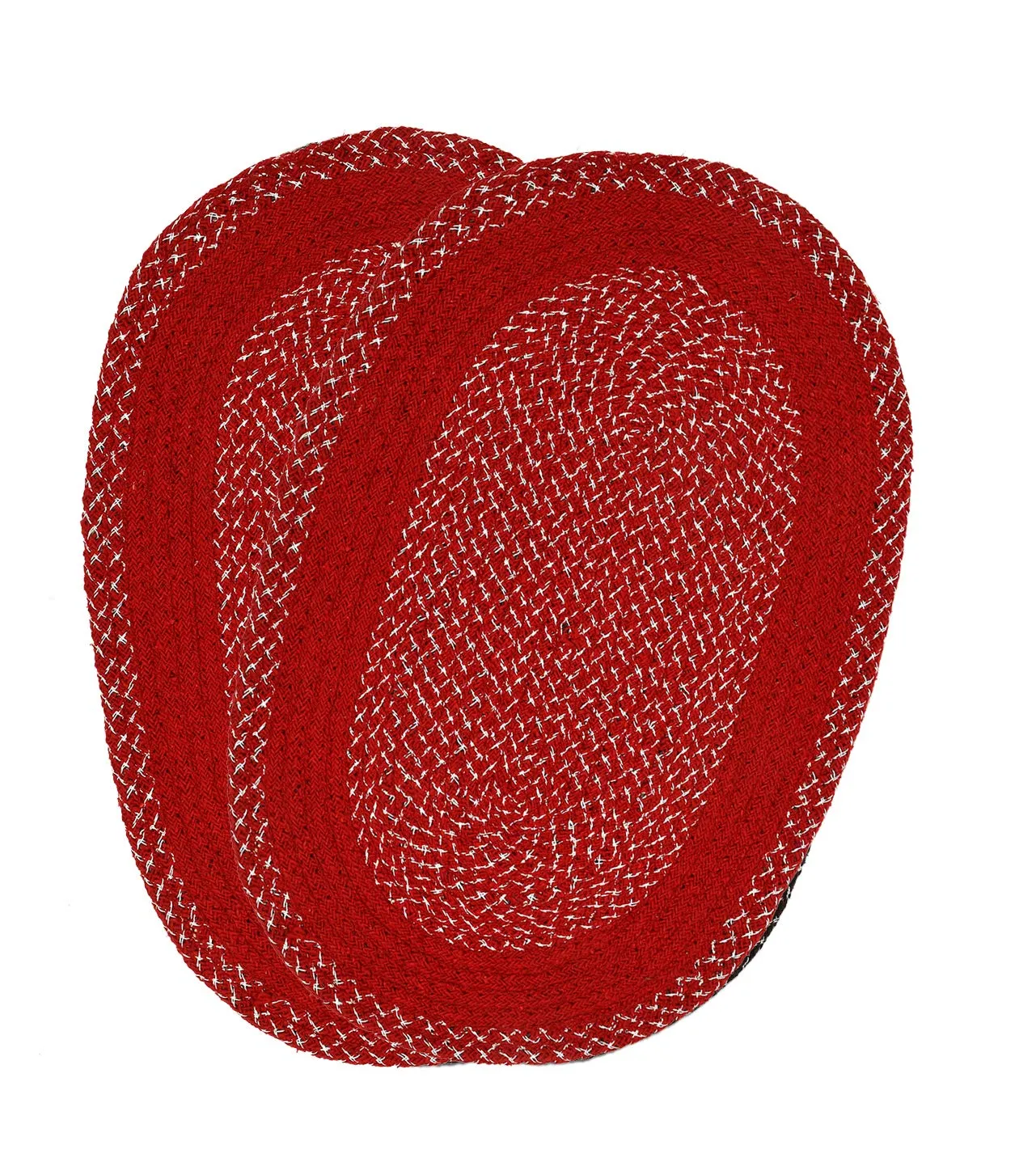 Kuber Industries Oval Design Soft Cotton Blend Anti Slip 2 Pieces Door Mat 18"x26"(Maroon) CTKTC33727