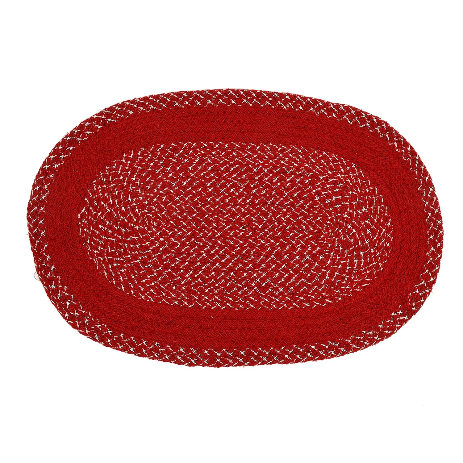 Kuber Industries Oval Design Soft Cotton Blend Anti Slip 2 Pieces Door Mat 18"x26"(Maroon) CTKTC33727