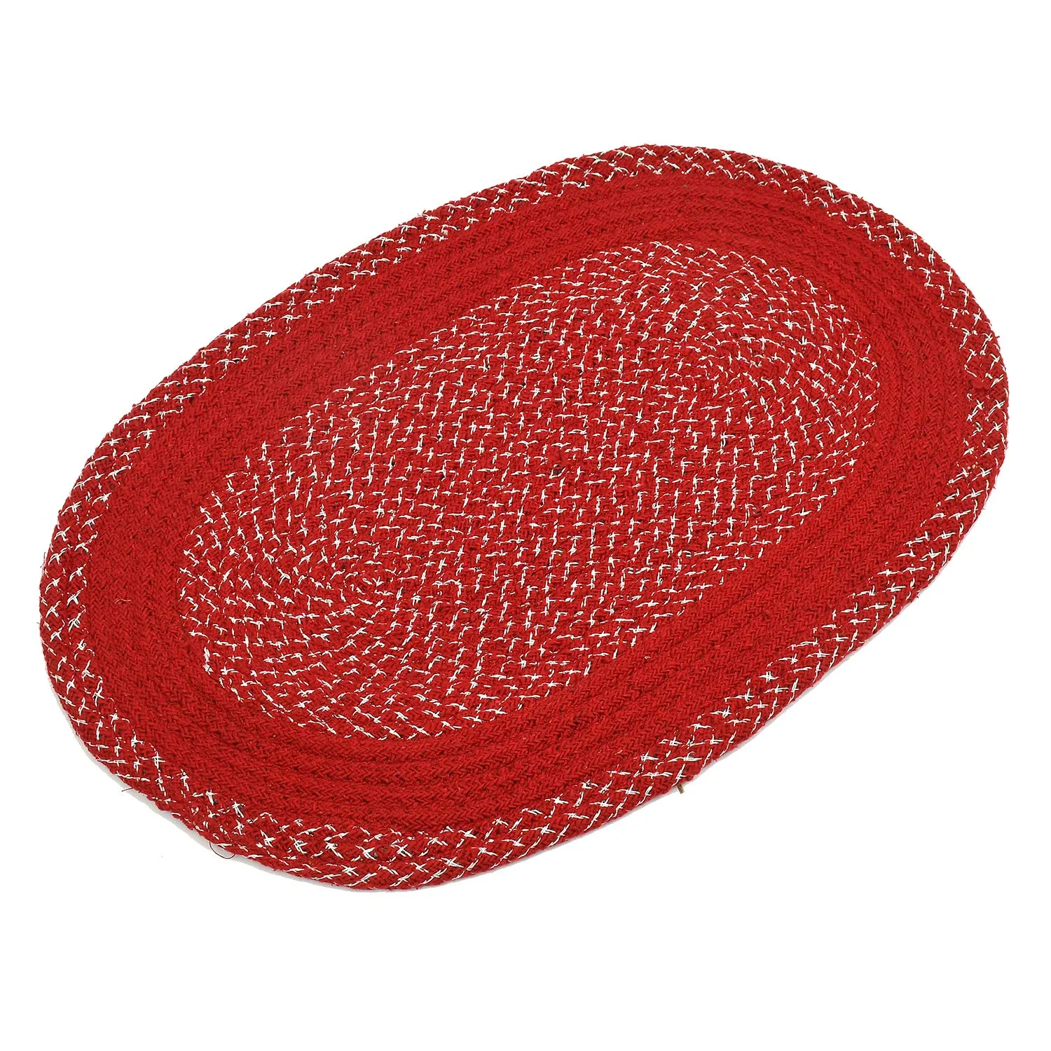 Kuber Industries Oval Design Soft Cotton Blend Anti Slip 2 Pieces Door Mat 18"x26"(Maroon) CTKTC33727