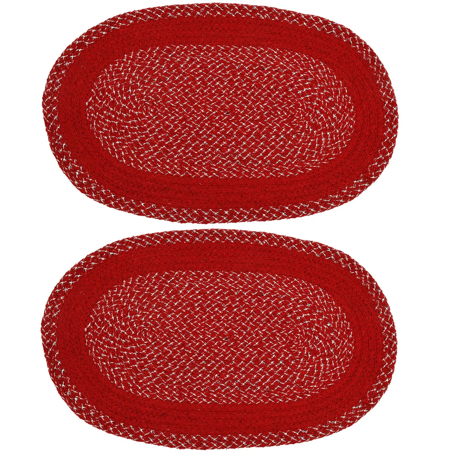 Kuber Industries Oval Design Soft Cotton Blend Anti Slip 2 Pieces Door Mat 18"x26"(Maroon) CTKTC33727