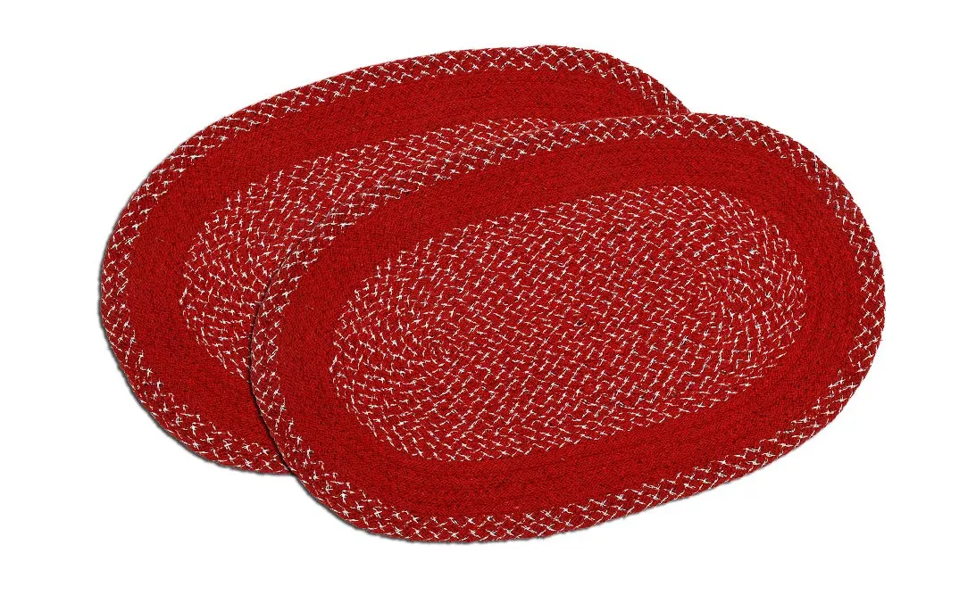 Kuber Industries Oval Design Soft Cotton Blend Anti Slip 2 Pieces Door Mat 18"x26"(Maroon) CTKTC33727