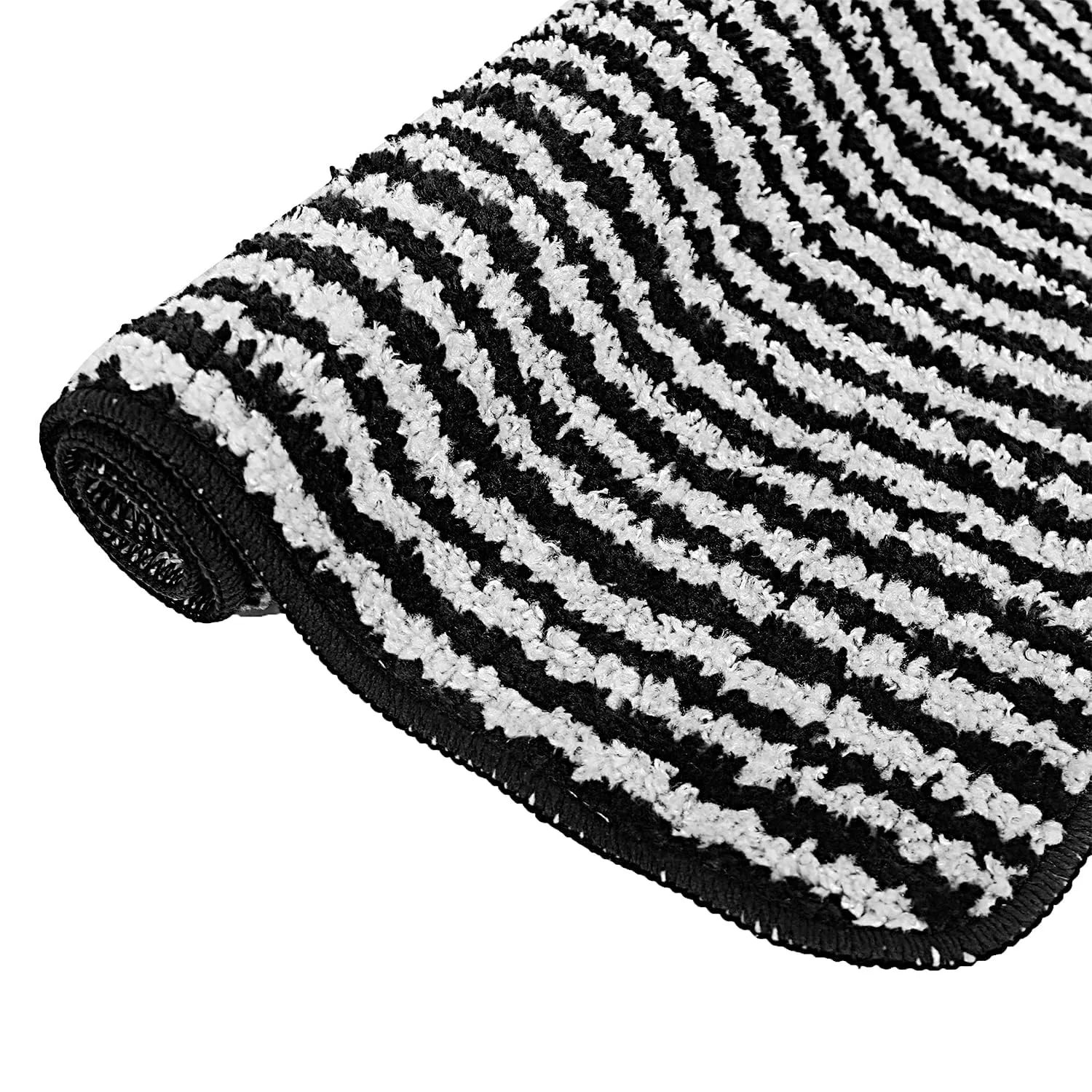 Kuber Industries Pack of 4 Super Soft Door mat|Microfiber Anti-Slip Water Absorbant Fluffy Floor Mat|Entrance Mat for Kitchen,Bedside,Door,Living Room,60x40 cm,Set of 2|Black and Red Stripes