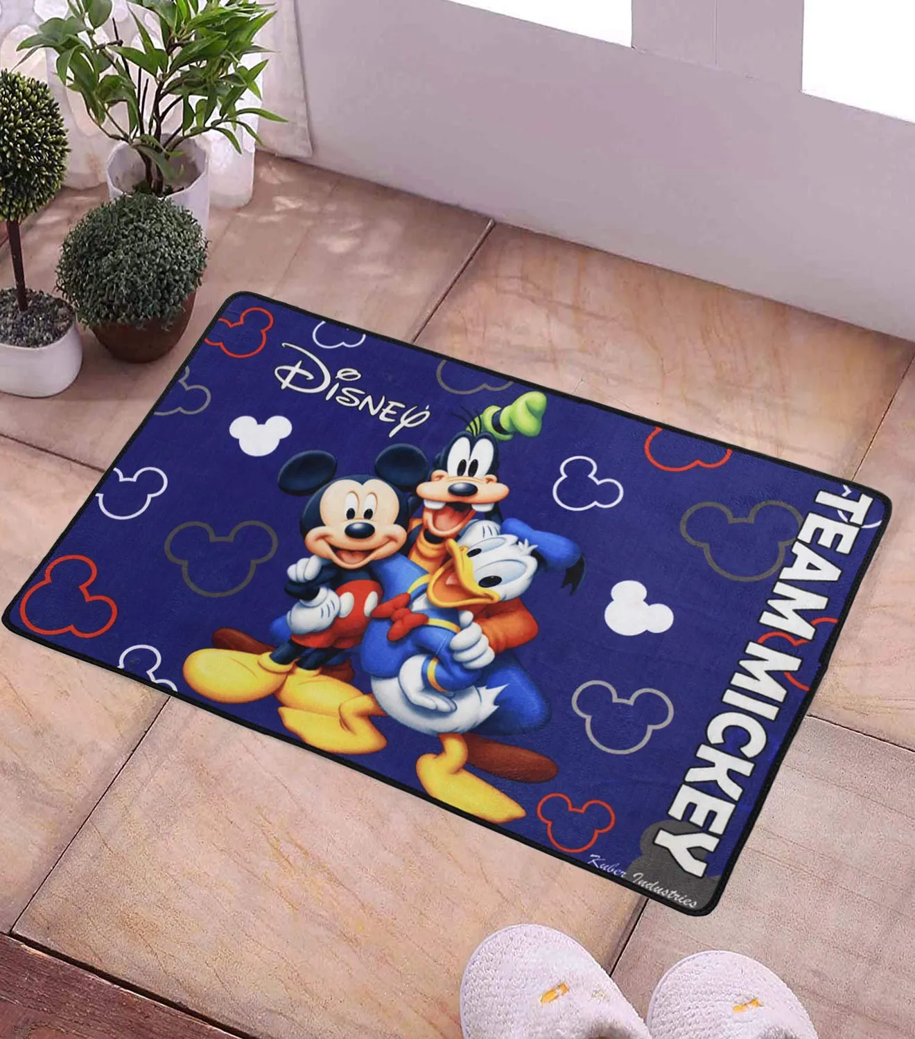 Kuber Industries Polyvinyl Chloride Disney Team Mickey Anti-Slip Door Mat (Royal Blue, CTKTC046057, 23"x15")