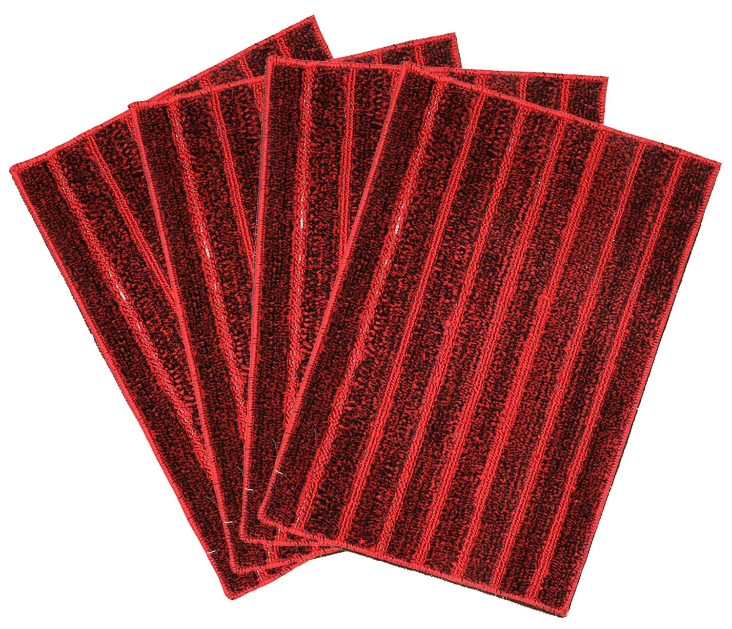 Kuber Industries Soft Cotton Blend Anti Slip 4 Pieces Door Mat 16"x24"(Maroon) CTKTC33401